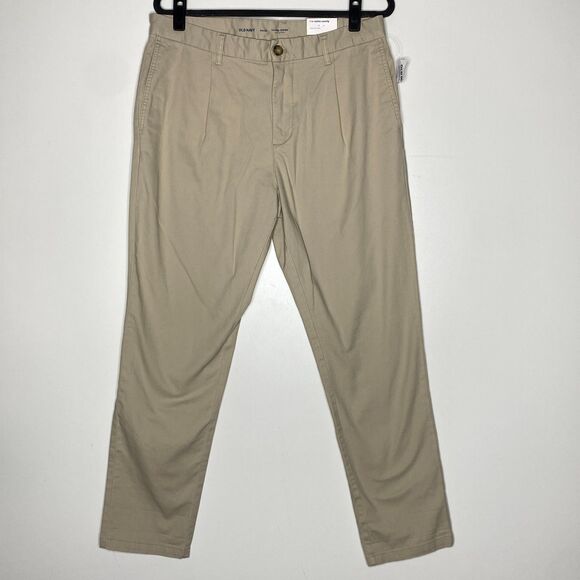 New Old Navy Loose Taper Built-In Flex Pleated Chino Pants Men's Size 34 x 32 - Picture 8 of 8